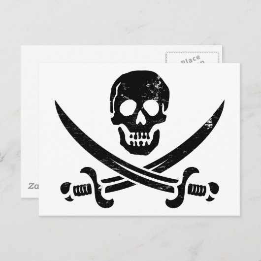 Carte Postale Jolly roger du drapeau pirate John Rackham (Calico (Devant / Derrière)