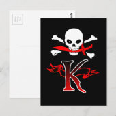 Carte Postale Jolly roger K Monogramme initial (Devant / Derrière)