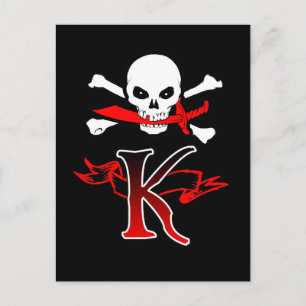 Carte Postale Jolly roger K Monogramme initial