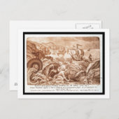 Carte Postale Jonah et la baleine, illustration tirée d'une Bibl (Devant / Derrière)