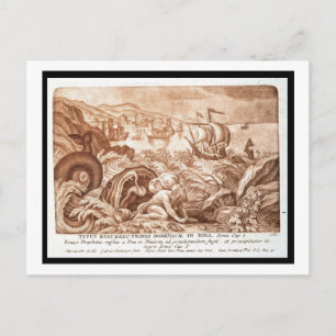 Carte Postale Jonah et la baleine, illustration tirée d'une Bibl