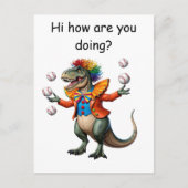 Carte Postale Jonglage T-rex en tenue clown (Devant)