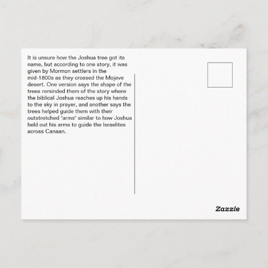 Carte Postale Joshua Tree Fun fait (Dos)