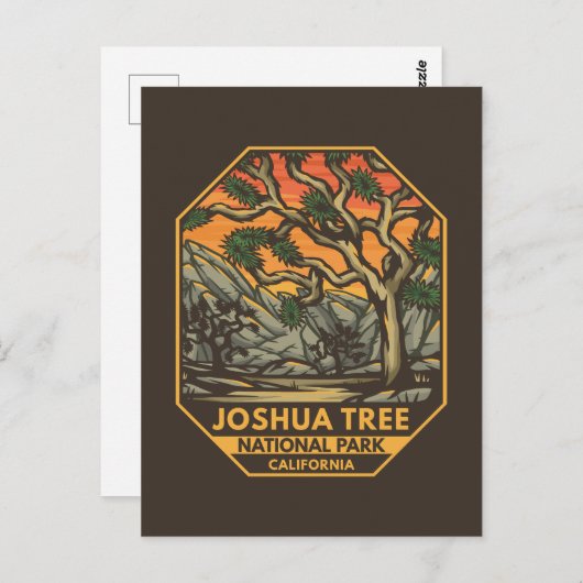 Carte Postale Joshua Tree National Park Sunset Retro Emblem (Devant / Derrière)