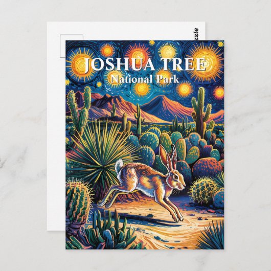 Carte Postale Joshua Tree Van Gogh Desert Wildlife Jackrabbit (Devant / Derrière)