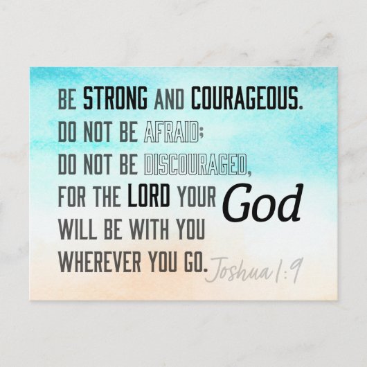 Carte Postale Josué 1:9 Bible Verse puissant et courageux (Devant)