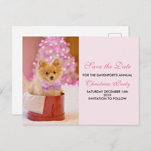 Carte Postale Jote Christmas Chien Photo Enregistrer la date (Devant / Derrière)