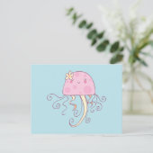 Carte Postale Jote Pink Blue Cartoon Jellyfish (Debout devant)
