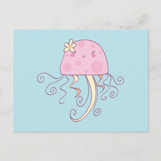 Carte Postale Jote Pink Blue Cartoon Jellyfish (Devant)