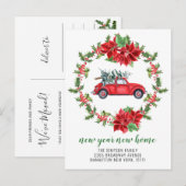 Carte Postale Jote Rouge Noël Voitures de vacances Faire-part mo (Devant / Derrière)