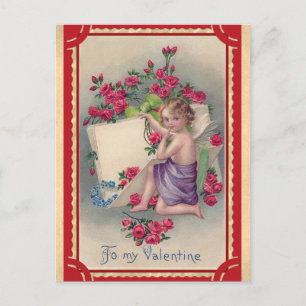 Carte Postale Jote Vintage Valentines Day Victorian Angel Rose