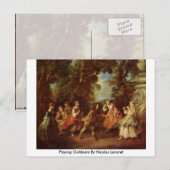 Carte Postale Jouer À L'Extérieur Par Nicolas Lancret (Devant / Derrière)