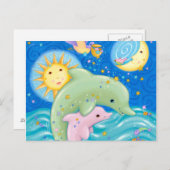 Carte Postale Jouer aux dauphins (Devant / Derrière)