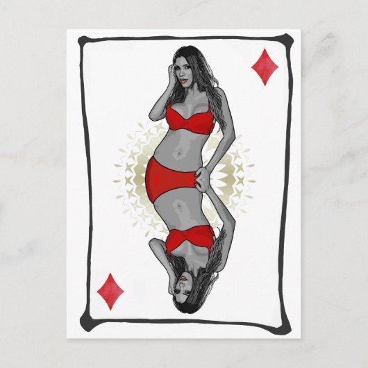 Carte Postale Jouer Cartoon Girl Diamonds (Devant)