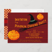 Carte Postale Jouer Citrouille Orange Retro Jack-o-Lantern Enfan (Devant / Derrière)