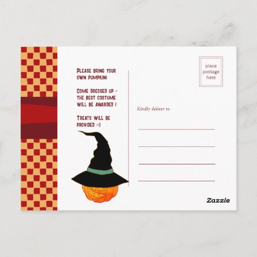 Carte Postale Jouer Citrouille Orange Retro Jack-o-Lantern Enfan (Dos)