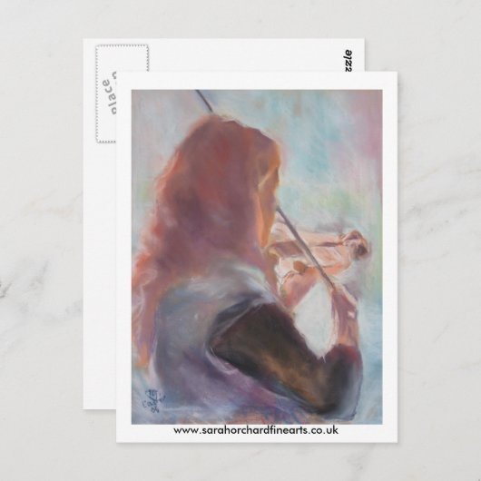 Carte Postale jouer du violon... (Devant / Derrière)