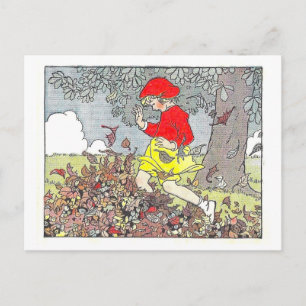 Carte Postale "Jouer en Feuille" Illustration automne/automne