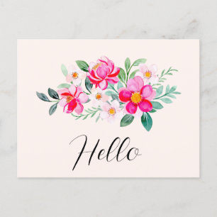 Carte Postale Jouer Joli Bouquet Fleur Rose Bonjour