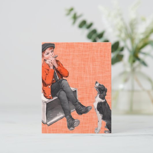 Carte Postale Jouer L'Harmonica (Debout devant)