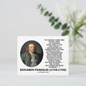 Carte Postale Jouer Prudence aux échecs Benjamin Franklin Citati (Debout devant)
