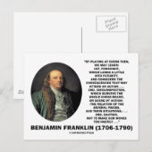 Carte Postale Jouer Prudence aux échecs Benjamin Franklin Citati (Devant / Derrière)