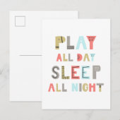 Carte Postale Jouer toute la journée dormir toute la nuit (Devant / Derrière)