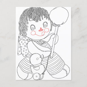 Carte Postale Jouet de poupée mignonne canard dessin à la main i