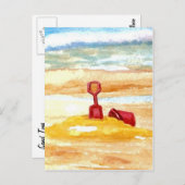 Carte Postale Jouets de Sable - Construction de Château de Sable (Devant / Derrière)