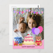 Carte Postale Jouets roses mignons pour enfants Photo de célébra (Devant / Derrière)