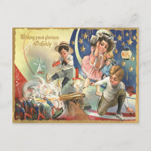Carte Postale Jouets Soldats de Plomb Canon Feu d'Artifice pour