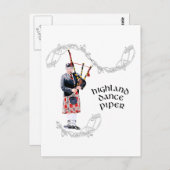 Carte Postale Joueur Bagpipe en rouge (Devant / Derrière)