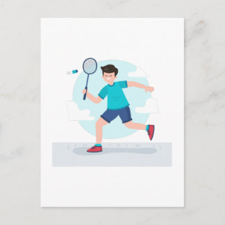 Carte Postale Joueur de Badminton