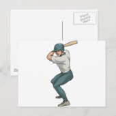 Carte Postale joueur de baseball blanc (Devant / Derrière)