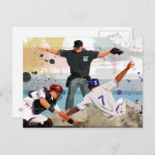 Carte Postale Joueur de baseball en sécurité dans la plaque dome (Devant / Derrière)