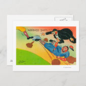 Carte Postale Joueur de baseball glissant vers la base, arrivant (Devant / Derrière)