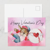 Carte Postale Joueur de baseball sur l'aquarelle de la Saint-Val (Devant / Derrière)