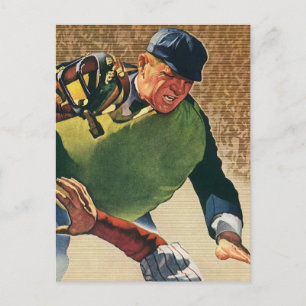 Carte Postale Joueur de baseball vintage, juge-arbitre