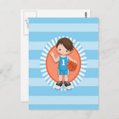 Carte Postale Joueur de Basket-Ball aux Cheveux Bruns (Devant / Derrière)