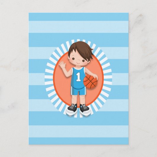 Carte Postale Joueur de Basket-Ball aux Cheveux Bruns (Devant)