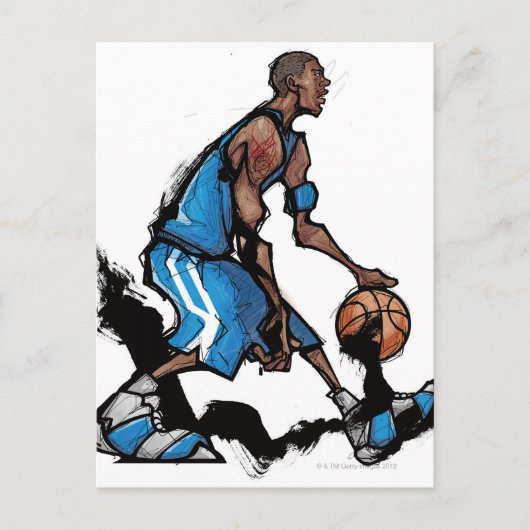 Carte Postale Joueur de basket-ball boule dribble (Devant)