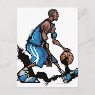 Carte Postale Joueur de basket-ball boule dribble