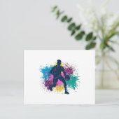 Carte Postale Joueur de basket-ball Grungy Couleurs Splashes (Debout devant)