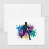 Carte Postale Joueur de basket-ball Grungy Couleurs Splashes (Devant / Derrière)
