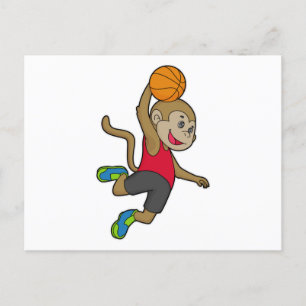 Carte Postale Joueur de basket-ball singe Basket-ball