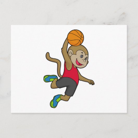 Carte Postale Joueur de basket-ball singe Basket-ball (Devant)