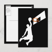 Carte Postale Joueur de basketball Slam Dunk - Silhouette blanch (Devant / Derrière)