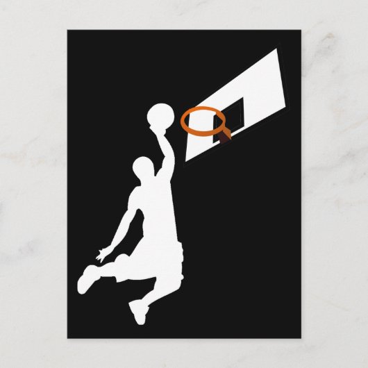 Carte Postale Joueur de basketball Slam Dunk - Silhouette blanch (Devant)