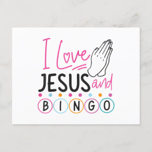 Carte Postale Joueur de Bingo Jésus Foi Chrétien J'aime Jésus Un
