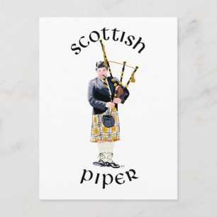 Carte Postale Joueur de cornemuse écossais - Kilt Brun